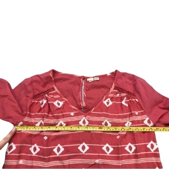 ROXY Dakota south western boho coral tunic top with crochet details - Picture 4 of 6